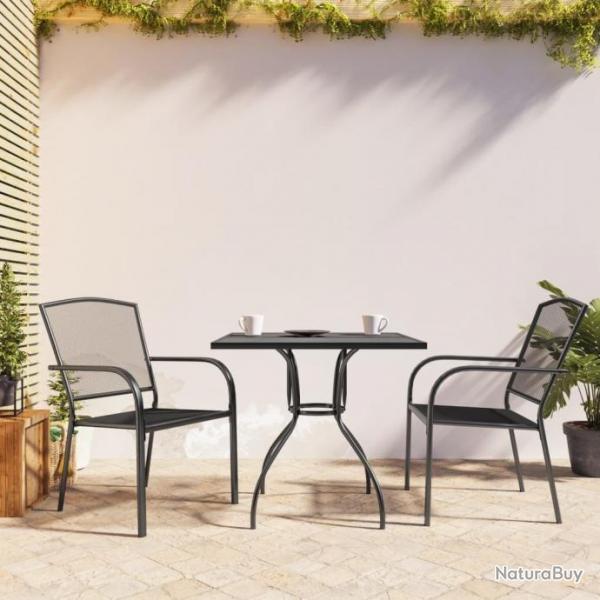 Ensemble de salle  manger de jardin 3 pcs anthracite acier