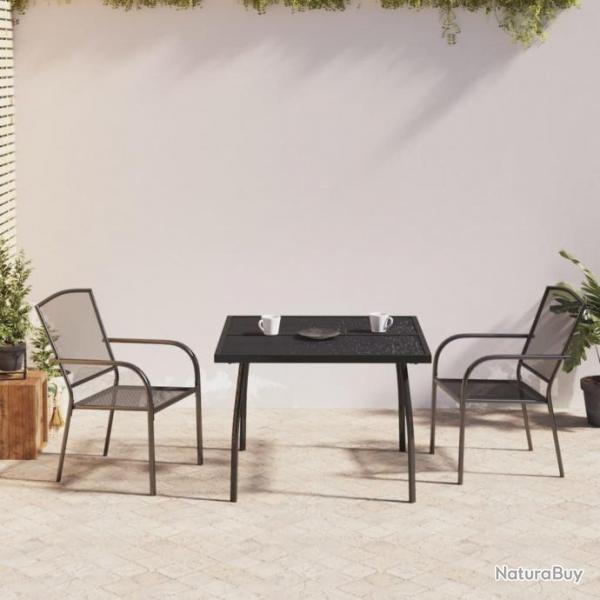 Ensemble de salle  manger de jardin 3 pcs anthracite acier