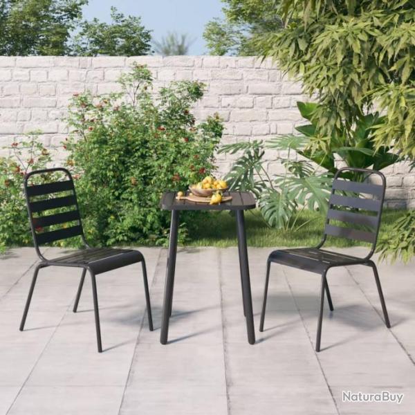 Ensemble de salle  manger de jardin 3 pcs anthracite acier