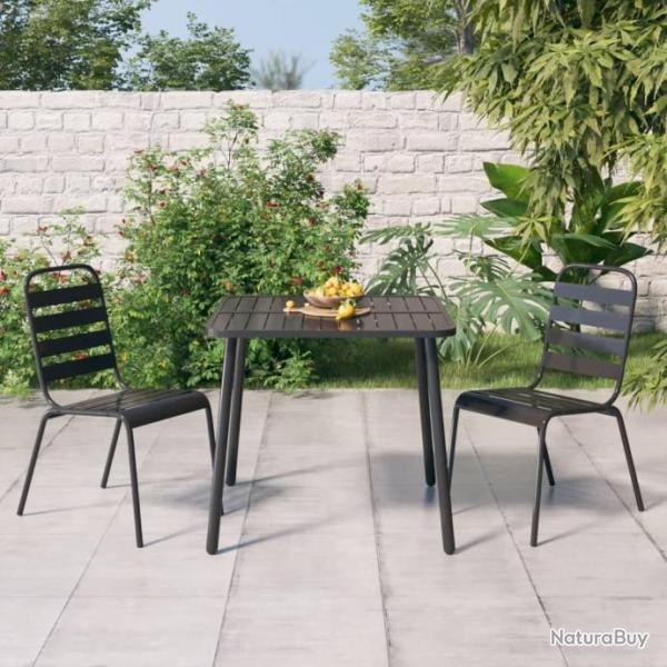 Ensemble de salle  manger de jardin 3 pcs anthracite acier