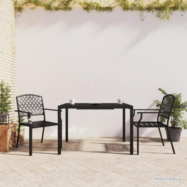 Ensemble de salle  manger de jardin 3 pcs anthracite acier