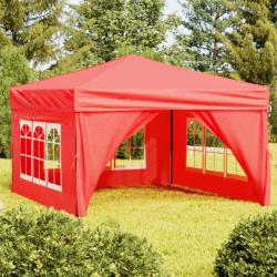 Tente de réception pliable avec parois Rouge 3x3 m