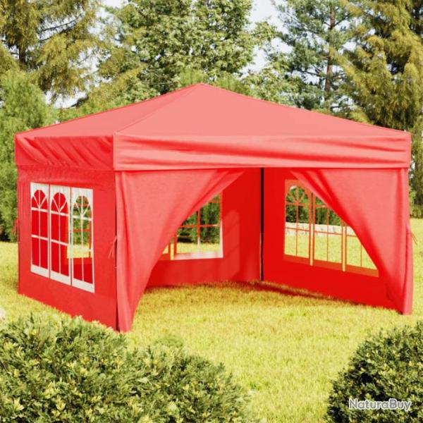 Tente de rception pliable avec parois Rouge 3x3 m