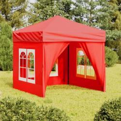 Tente de réception pliable avec parois Rouge 2x2 m