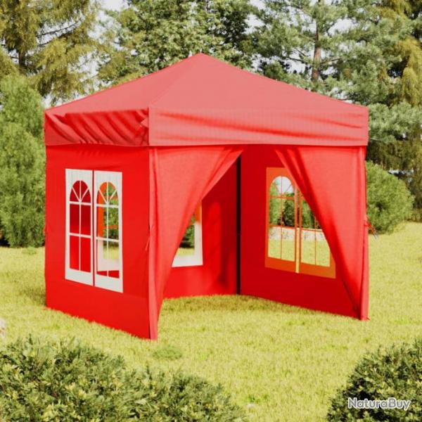 Tente de rception pliable avec parois Rouge 2x2 m