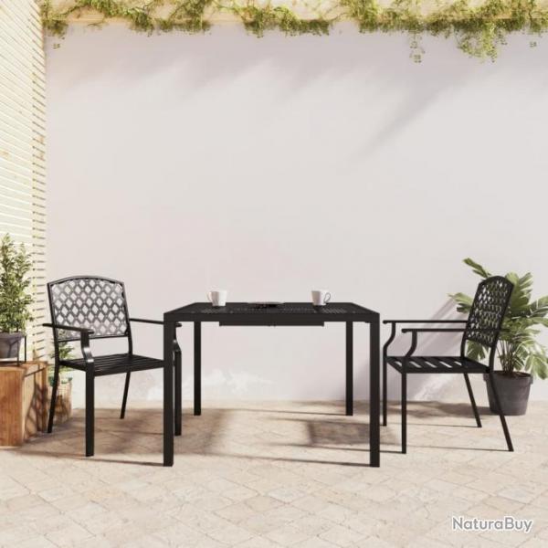 Ensemble de salle  manger de jardin 3 pcs anthracite acier