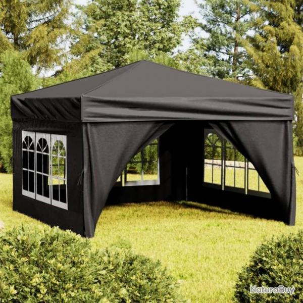 Tente de rception pliable avec parois Noir 3x3 m