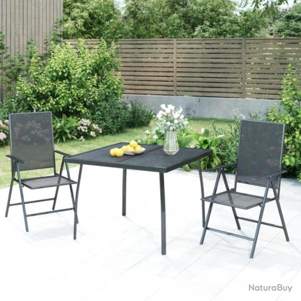 Ensemble de salle  manger de jardin 3 pcs anthracite acier