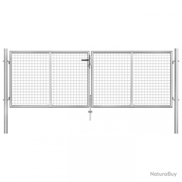 Porte de jardin Acier galvanis 306x125 cm Argent