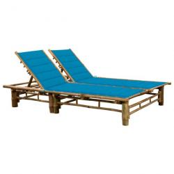 Chaise longue pour 2 personnes avec coussins Bambou