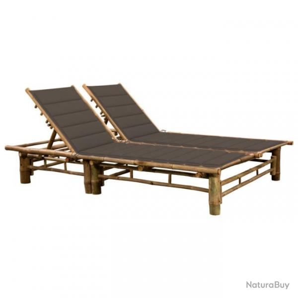 Chaise longue pour 2 personnes avec coussins Bambou