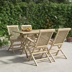 Salon de jardin 5 pcs gris bois de teck massif