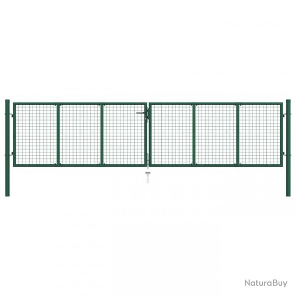 Portail en treillis de jardin Acier 400 x 75 cm Vert