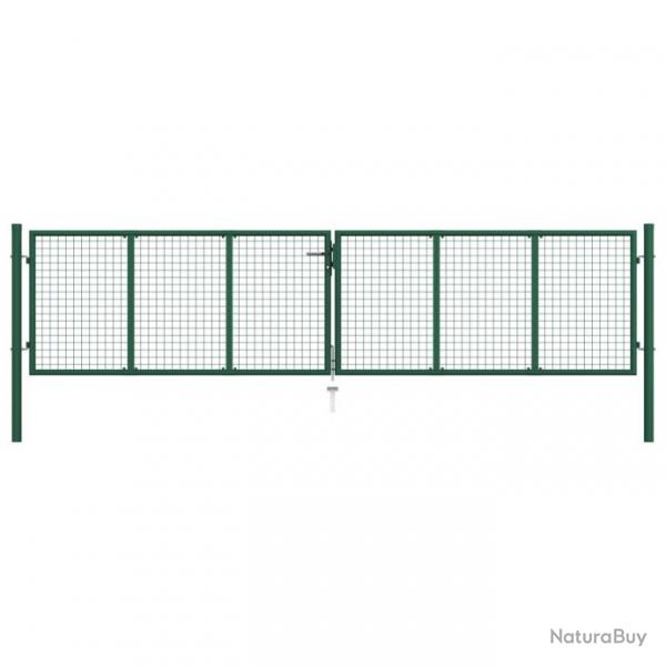 Portail en treillis de jardin Acier 400 x 100 cm Vert