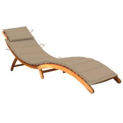 Chaise longue de jardin avec coussin Bois d'acacia solide