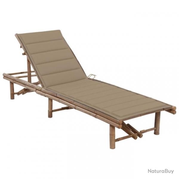 Chaise longue de jardin avec coussin Bambou