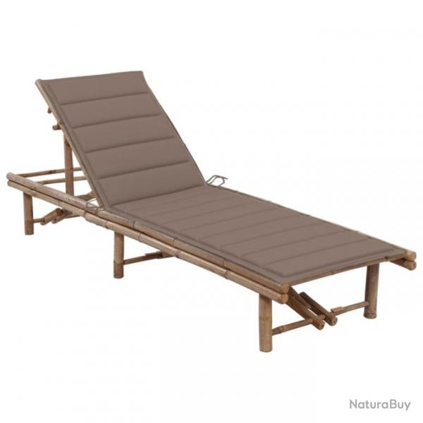 Chaise longue de jardin avec coussin Bambou