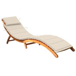 Chaise longue de jardin avec coussin Bois d'acacia solide