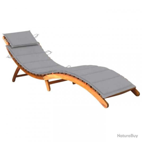 Chaise longue de jardin avec coussin Bois d'acacia solide