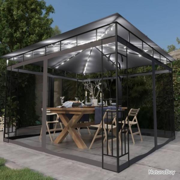 Tonnelle avec moustiquaire et lumires LED 3x3x2,73m Anthracite