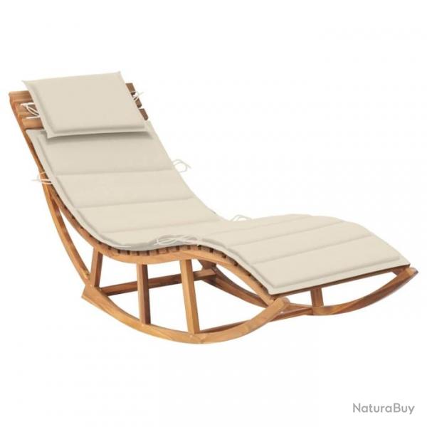 Chaise longue  bascule avec coussin Bois de teck solide