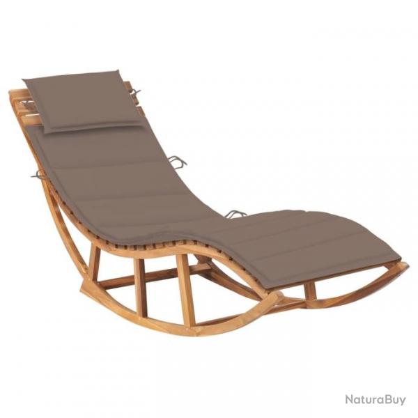 Chaise longue  bascule avec coussin Bois de teck solide