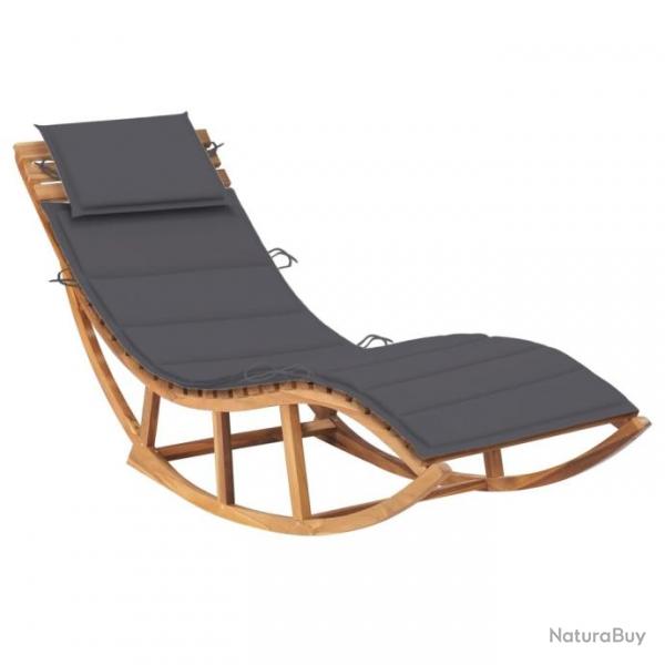 Chaise longue  bascule avec coussin Bois de teck solide