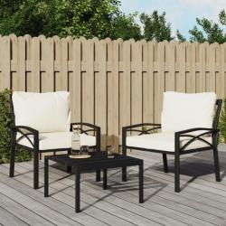 Chaises de jardin avec coussins sable 2 pcs 68x76x79 cm acier