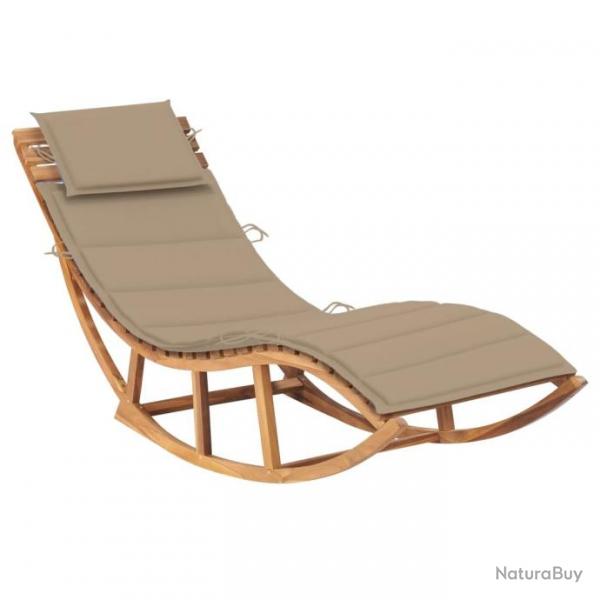 Chaise longue  bascule avec coussin Bois de teck solide