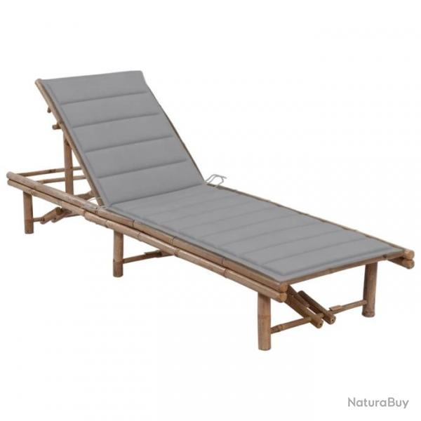 Chaise longue de jardin avec coussin Bambou