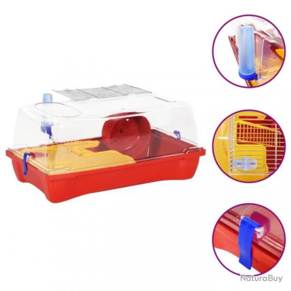 Cage pour hamsters rouge 57x33x26 cm polypropylne