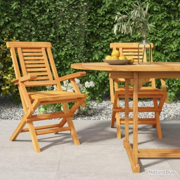 Chaises de jardin pliantes 2 pcs 56x63x90 cm bois massif teck