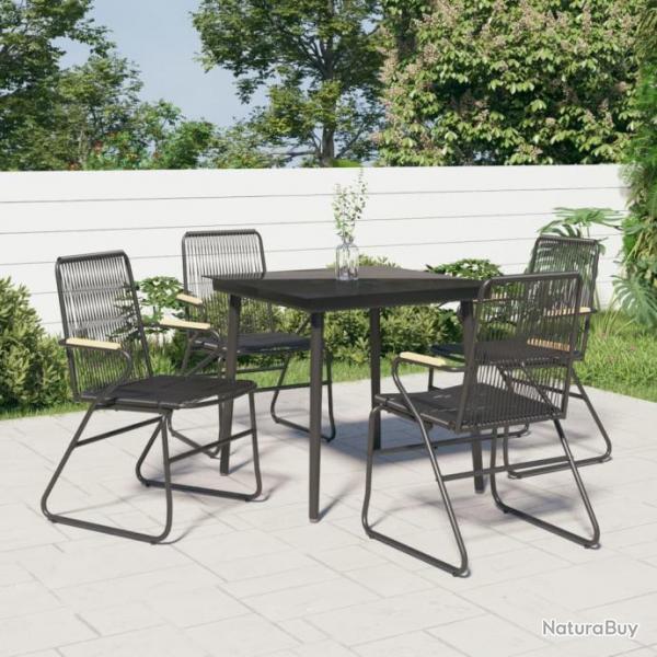 Mobilier  dner de jardin 5 pcs Noir Rotin PVC