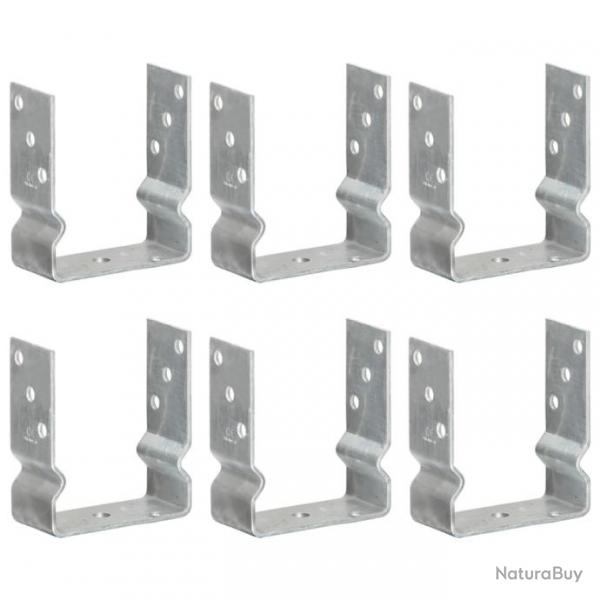 Piquets de clture 6 pcs Argent 12x6x15 cm Acier galvanis