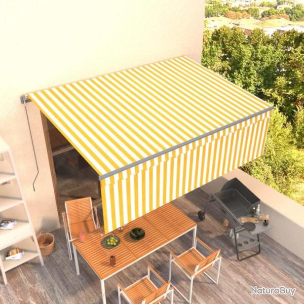 Auvent manuel rtractable avec store 4x3 m Jaune et blanc