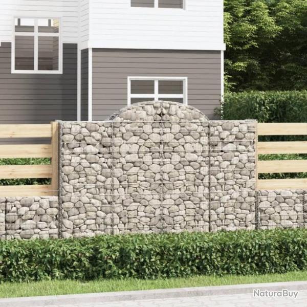 Paniers  gabions arqus 2 pcs 200x30x140/160 cm Fer galvanis