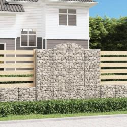 Paniers à gabions arqués 2 pcs 200x50x180/200 cm Fer galvanisé