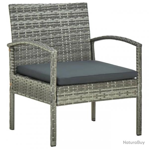 Chaise de jardin avec coussin Rsine tresse Gris