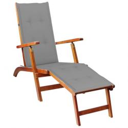 Chaise de terrasse avec repose-pied et coussin Acacia solide