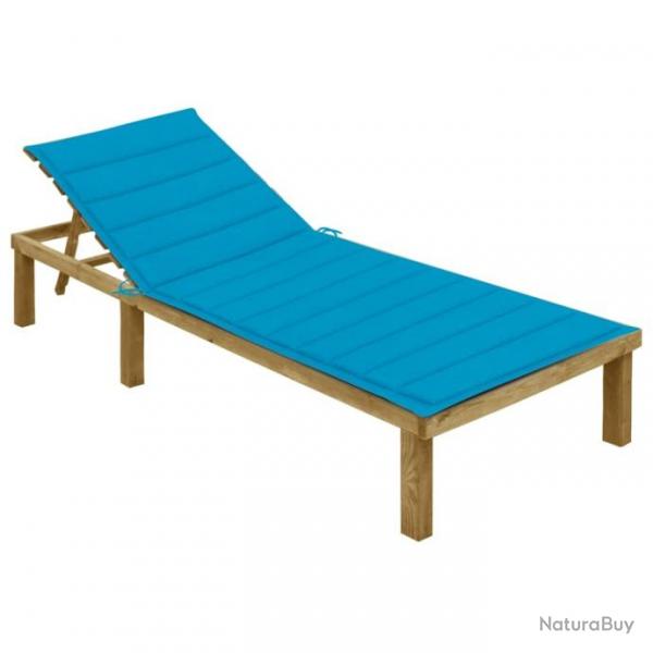 Chaise longue avec coussin bleu Bois de pin imprgn