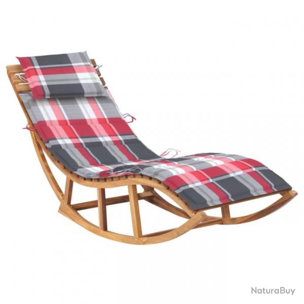 Chaise longue  bascule avec coussin Bois de teck solide