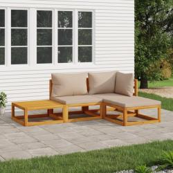 Salon de jardin 4 pcs avec coussins taupe bois massif