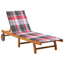 Chaise longue de jardin avec coussin Bois d'acacia solide