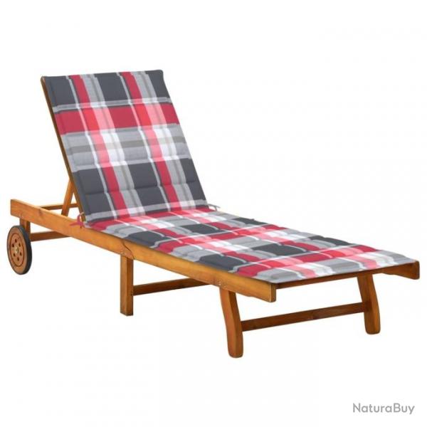 Chaise longue de jardin avec coussin Bois d'acacia solide