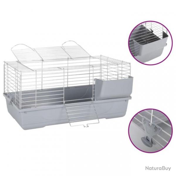 Cage pour petits animaux gris 80x45x39 cm PP et mtal