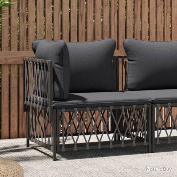 Canap d'angle de jardin avec coussins anthracite tissu tiss