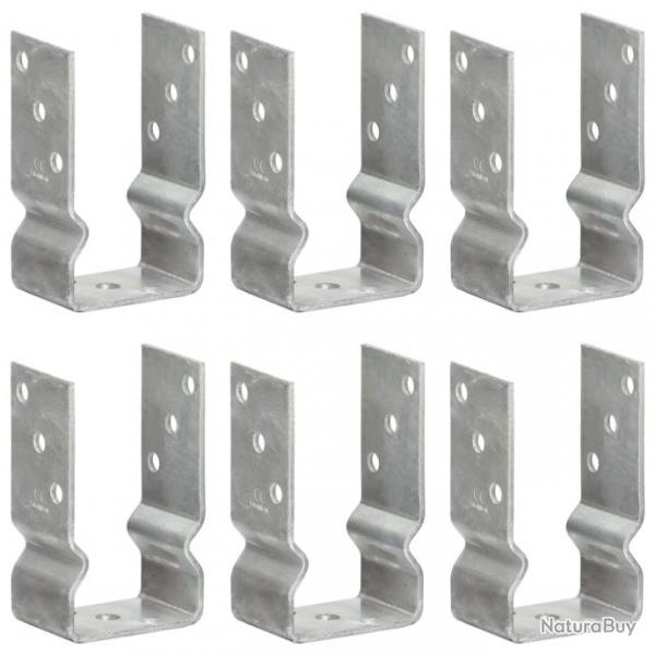 Piquets de clture 6 pcs Argent 8x6x15 cm Acier galvanis