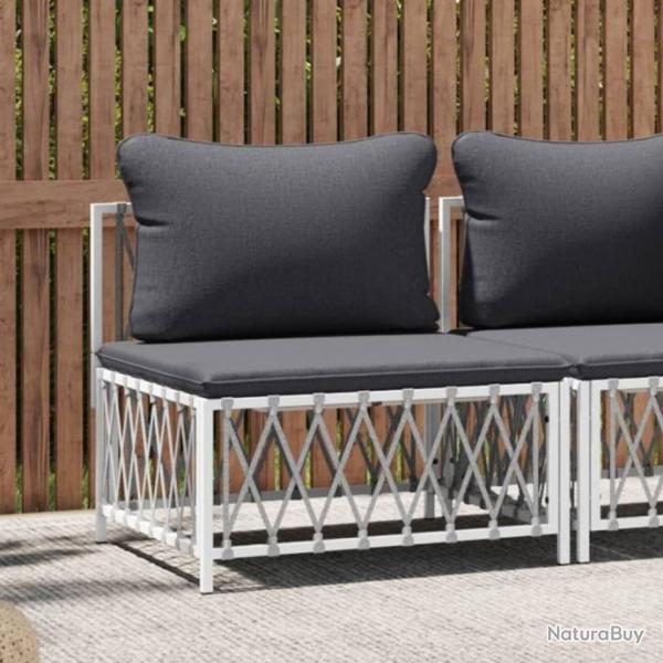 Canap central de jardin avec coussins blanc tissu tiss