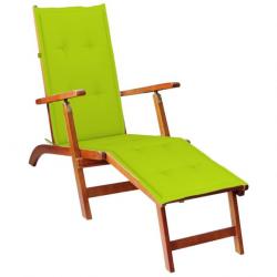 Chaise de terrasse avec repose-pied et coussin Acacia solide