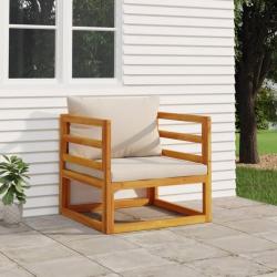 Chaise de jardin avec coussins gris clair bois massif d'acacia